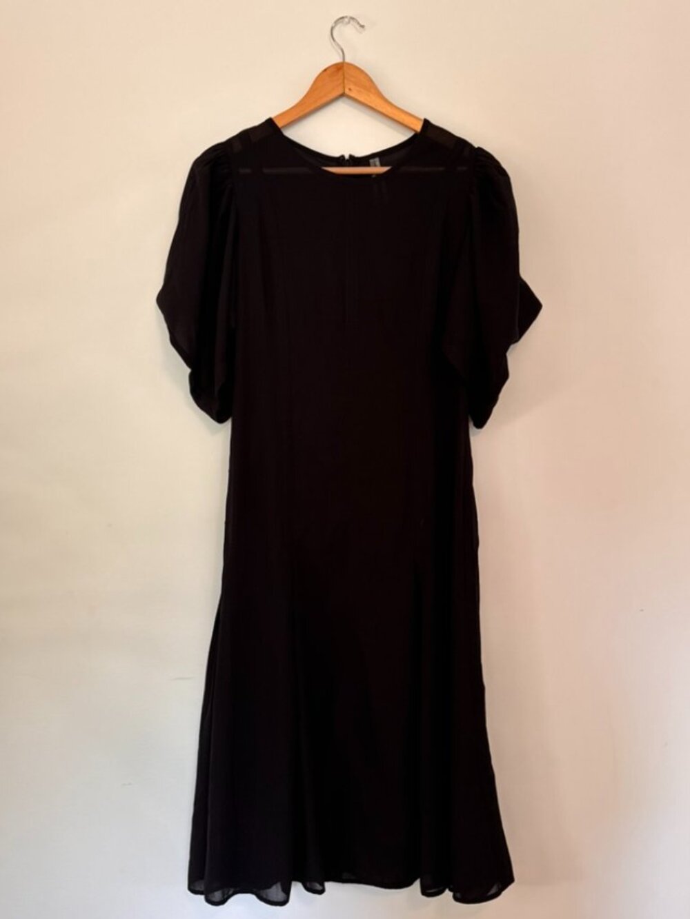 Anthropology black sheer midi dress
